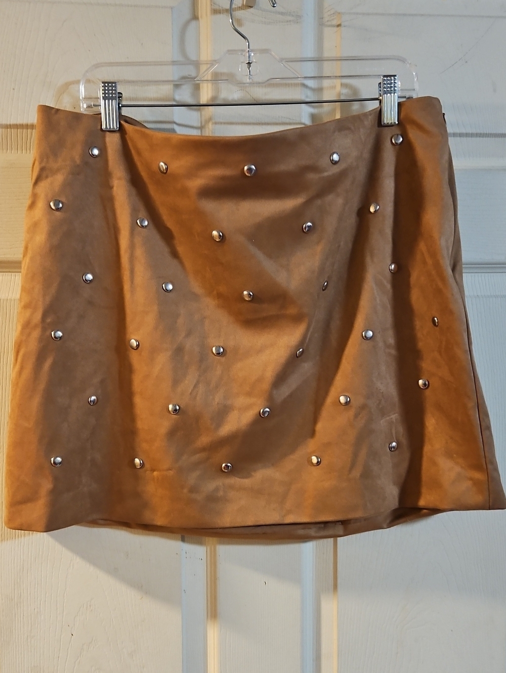FUTURE COLLECTIVE STUDDED SKIRT: COGNAC BROWN: NEW WITH TAGS: SIZE 14